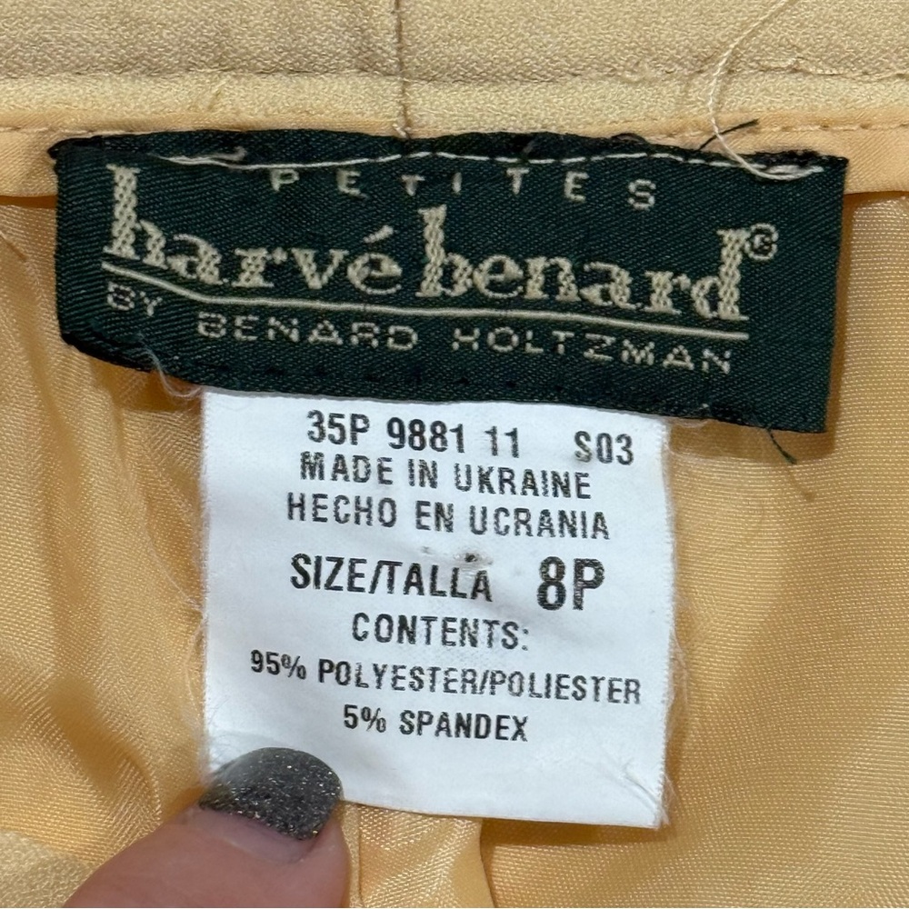 Harvé Benard Petites 8P Pale Yellow Lined Trousers High Waist  Career Pant - Picture 12 of 16